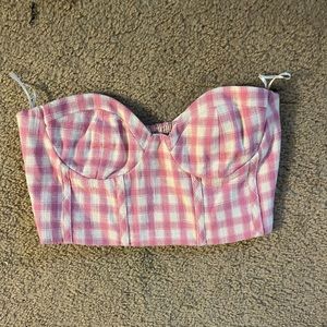 NWT zara pink checkered tube top